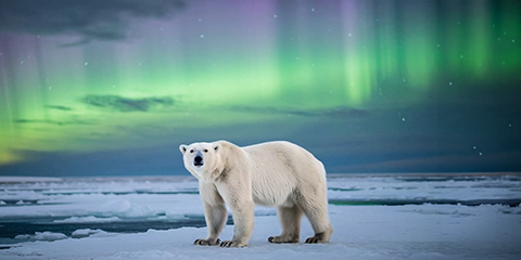 Polar bear on ice - extreme cold reliability